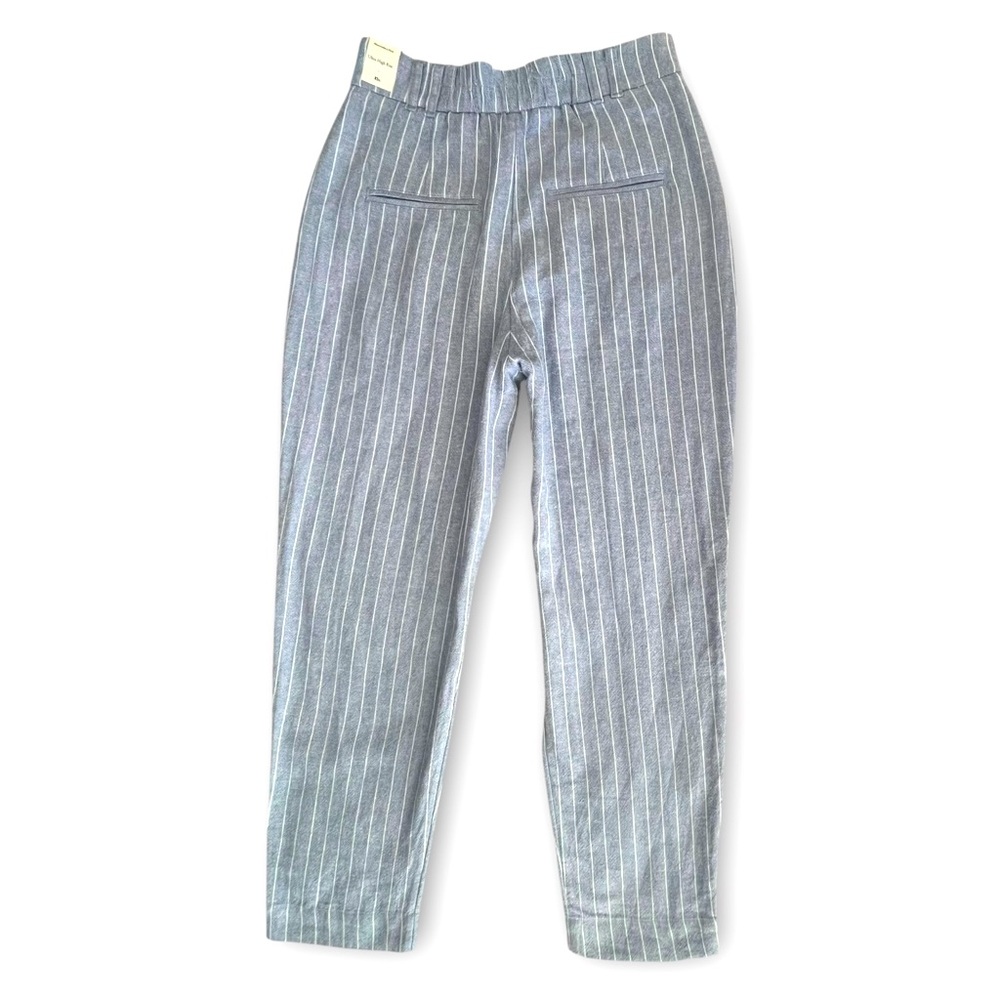 NEW Abercrombie & Fitch Linen Trousers Pants Size XS Blue Pinstriped High Rise